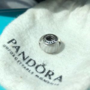 Pandora Gray & White Stripe Murano Glass Charm